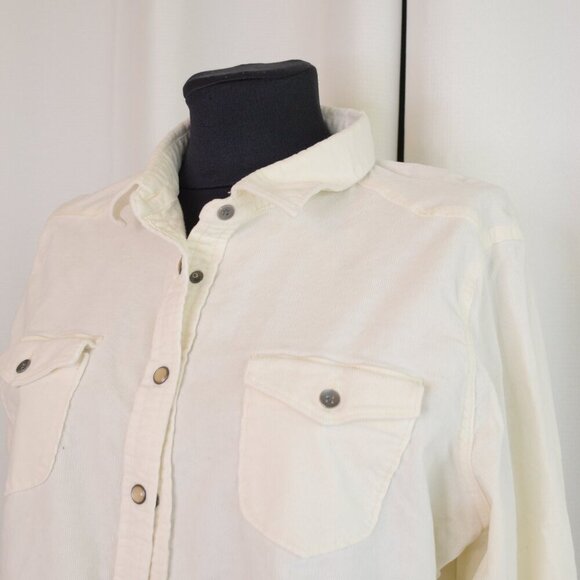 Woolrich Cream Coduroy Shacket Shirt Sz XL - Picture 5 of 7